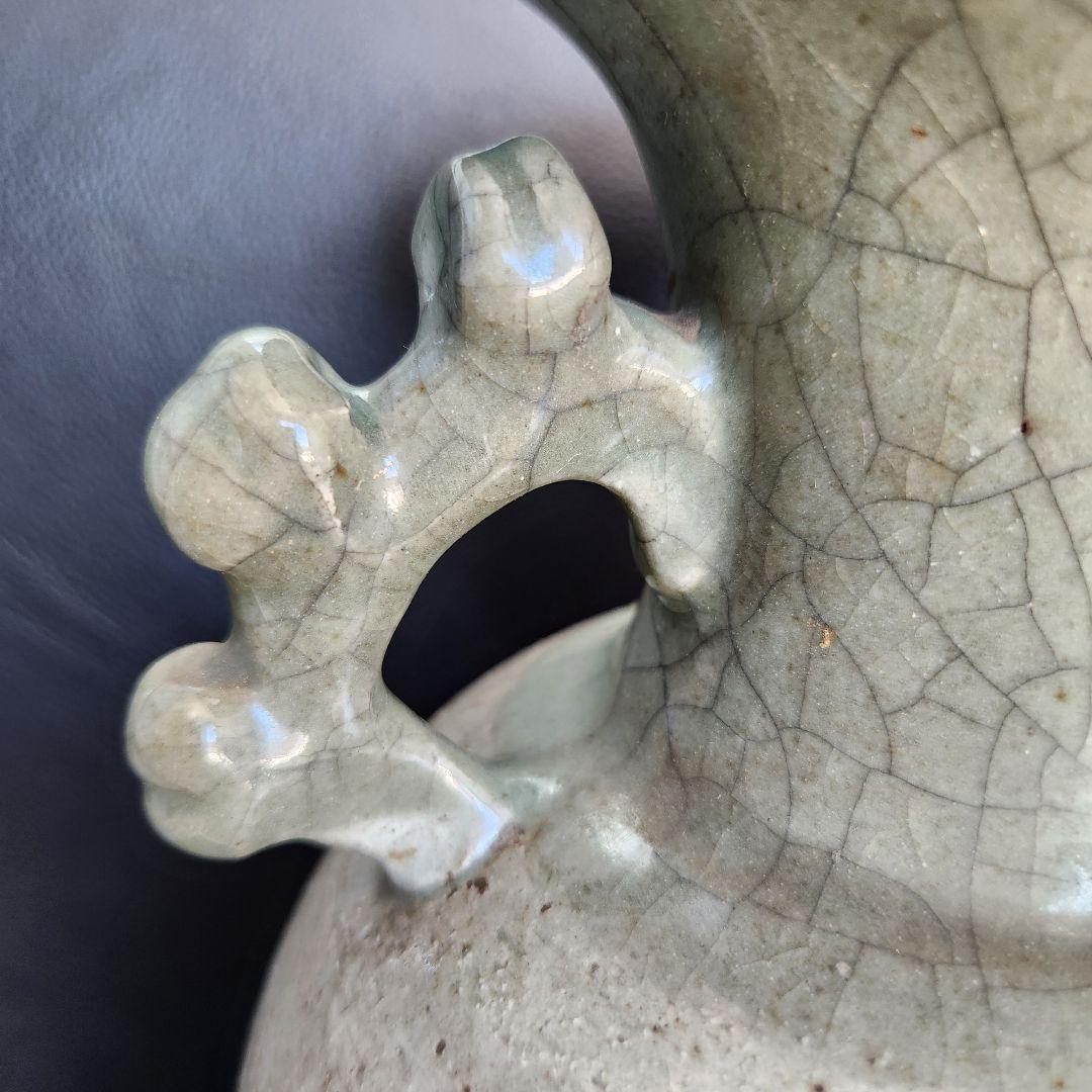 美術品 大堀 相馬焼 松永窯 耳付き花瓶(特大)