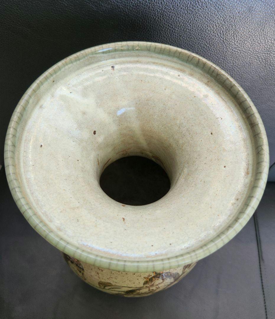 美術品 大堀 相馬焼 松永窯 耳付き花瓶(特大)