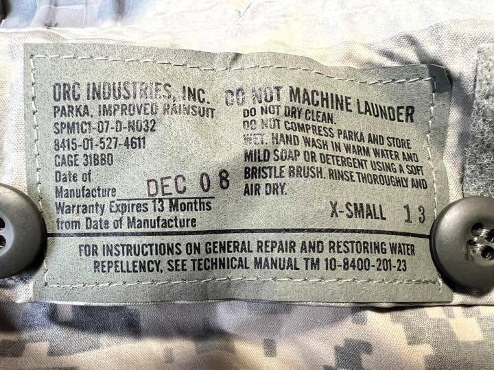 米軍 実物 レインパーカー ACU 上下