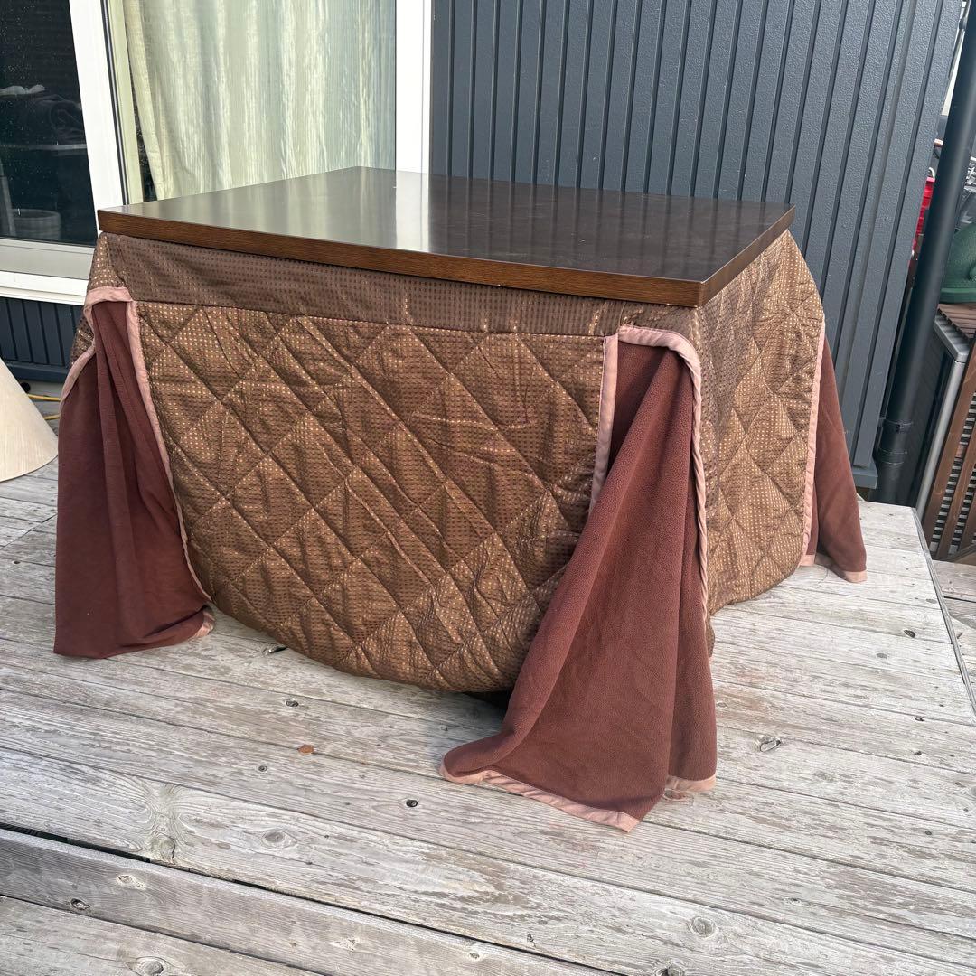 山善 木製 ダイニングコタツテーブル デスクこたつ こたつ布団セット センター