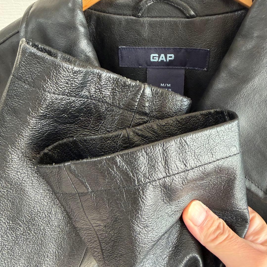 ペ*ス様 00's OLD GAP シングルライダース レザー ジャケット M