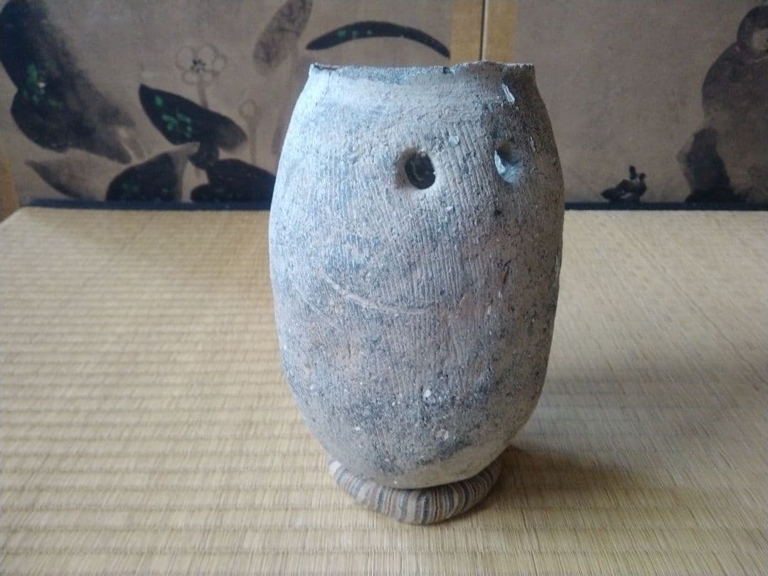 中世頃　櫛目蛸壺　骨董　古美術　茶道具　土器　壺　須恵器　古代　花器　茶道　華道