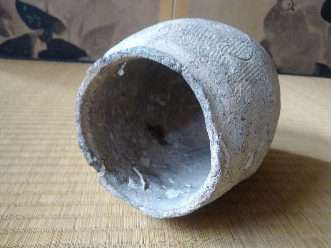 中世頃　櫛目蛸壺　骨董　古美術　茶道具　土器　壺　須恵器　古代　花器　茶道　華道