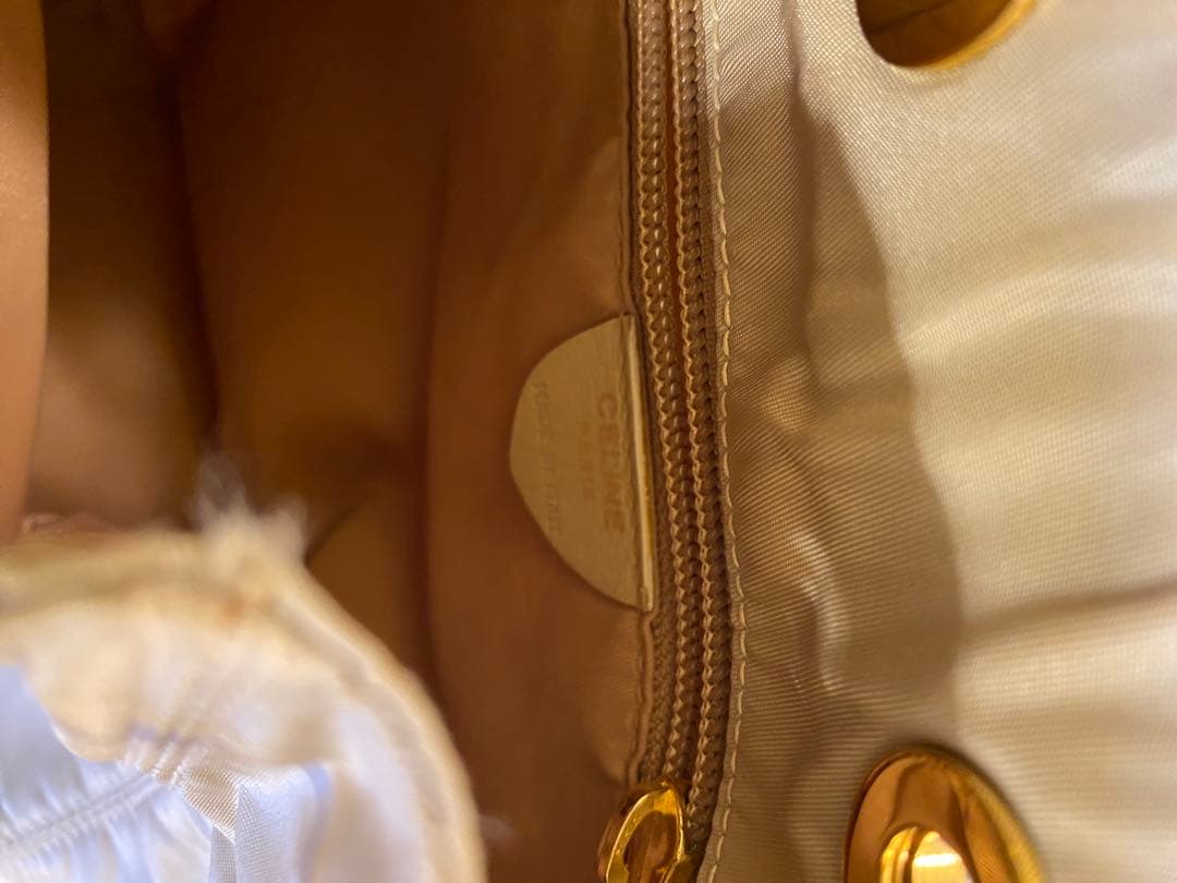 【お値下げ】セリーヌCELINEベージュ ナイロン 巾着型 ショルダーバッグ