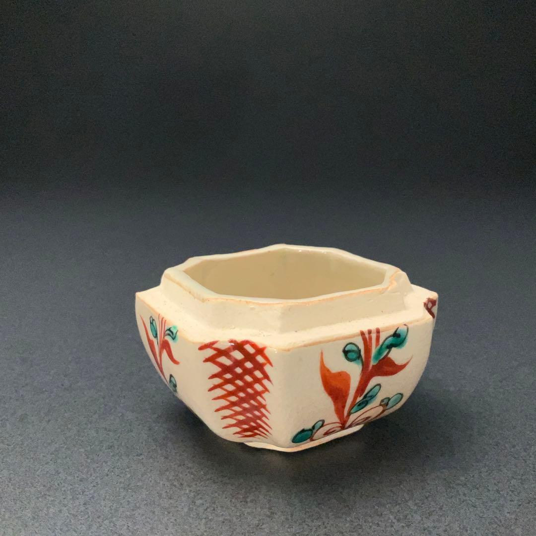 香合　赤絵呉須香合　瑞山　花鳥　共箱　R1232ダW