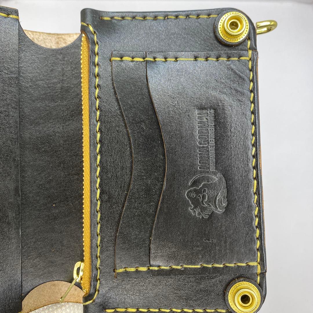 マ*ズ様 オークション 無骨！お札折らずに収納できる無骨な手染めミドルトラッカー