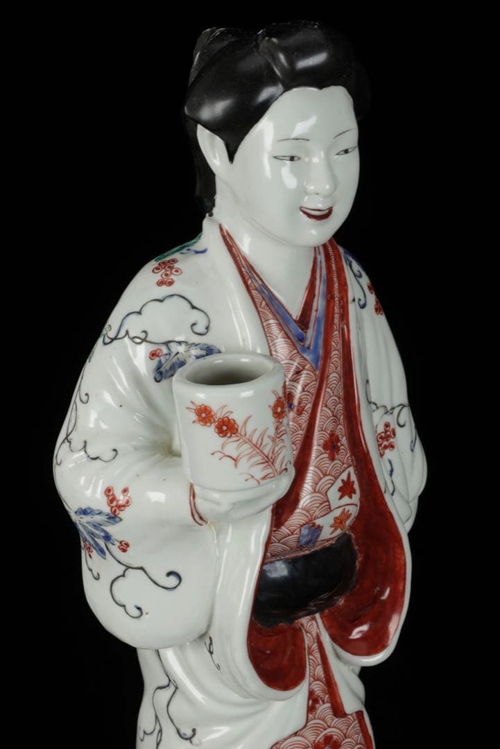 ラ*ラ様 江戸期 古伊万里 柿右衛門様式 色絵陶製美人人形 婦人像 女性像 古美
