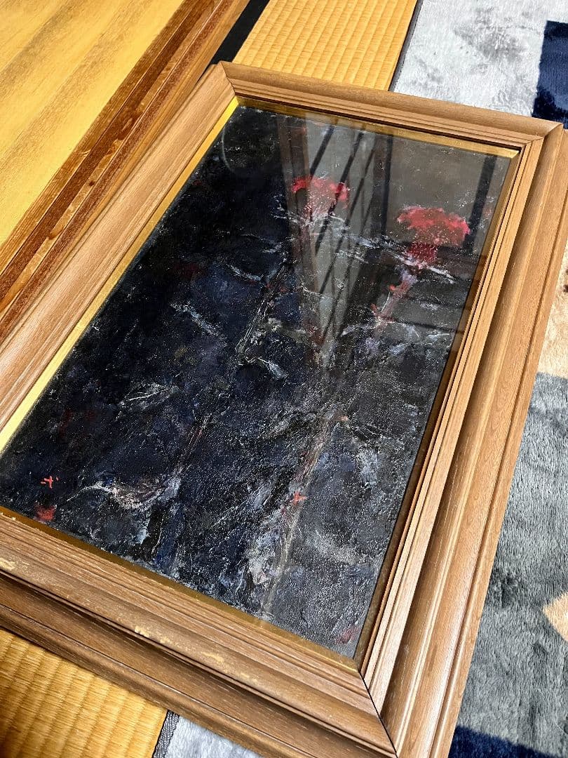 【吉岡 一】鶏頭花【絵画 油彩 油絵】額縁付き