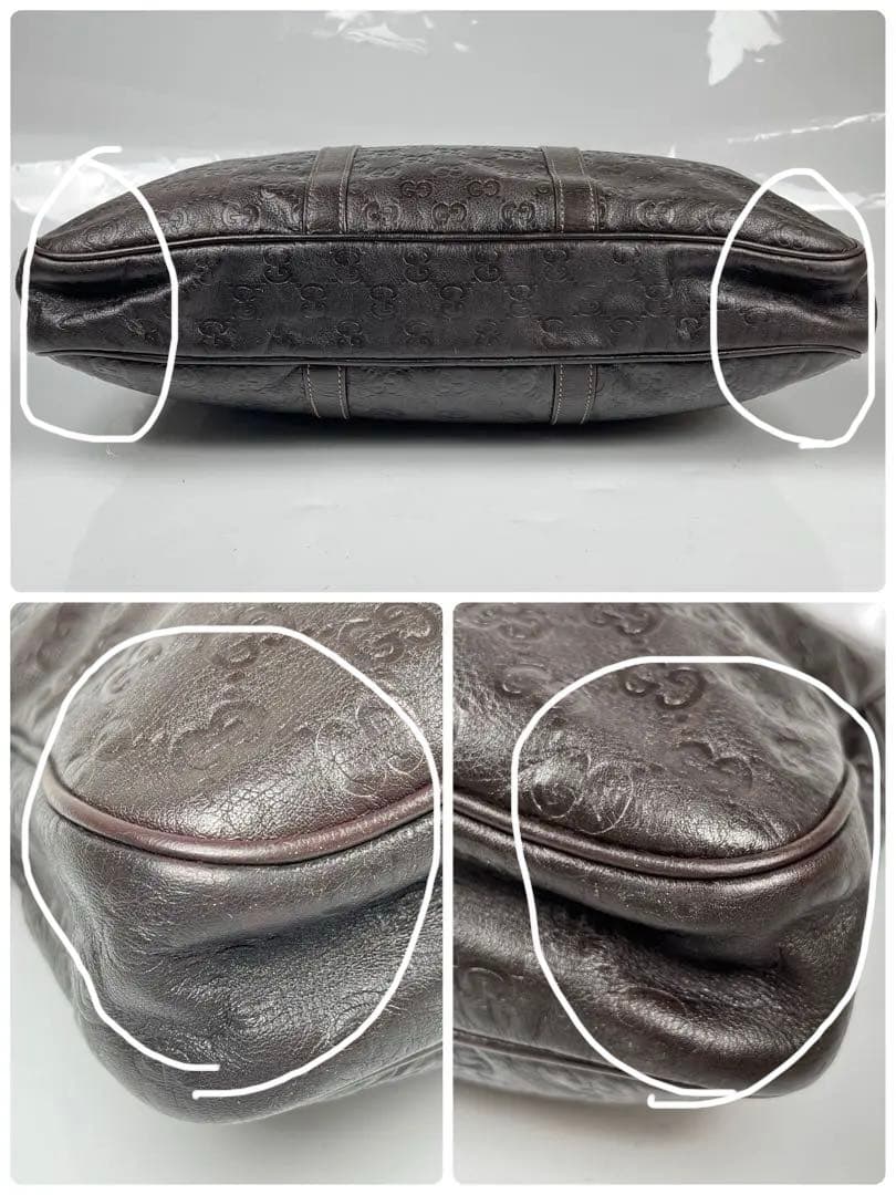 【極美品】グッチ ビジネスバッグ シマレザーGG 本革 ダークブラウン メンズ