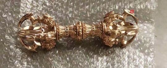 密教法具 四大明王 法器 五鈷杵 金剛杵 真鍮製 22cm