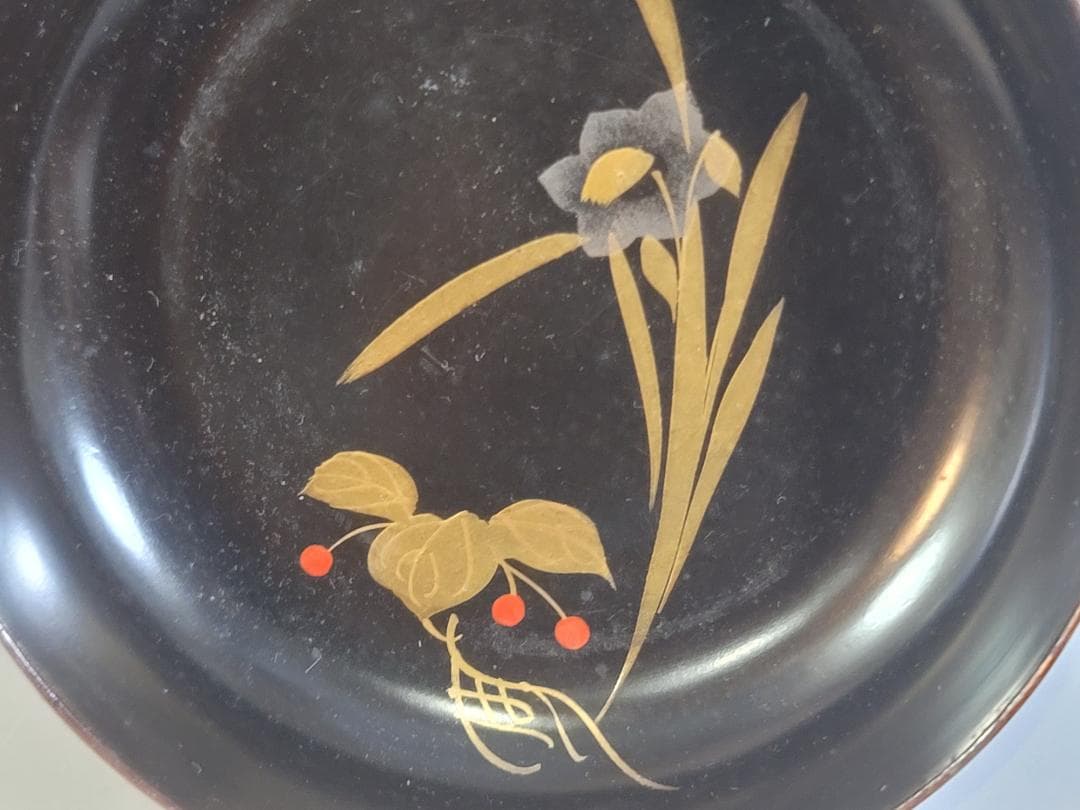 草花蒔絵 小皿 16枚 時代物 DT324