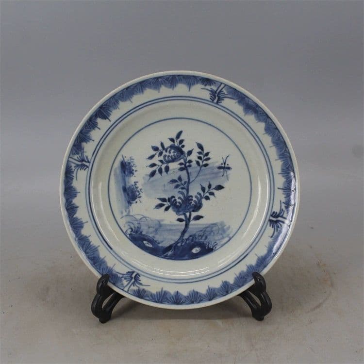 清青花仏手花卉皿 景徳鎮 陶磁器 装飾品 現代工芸品美術品 置物