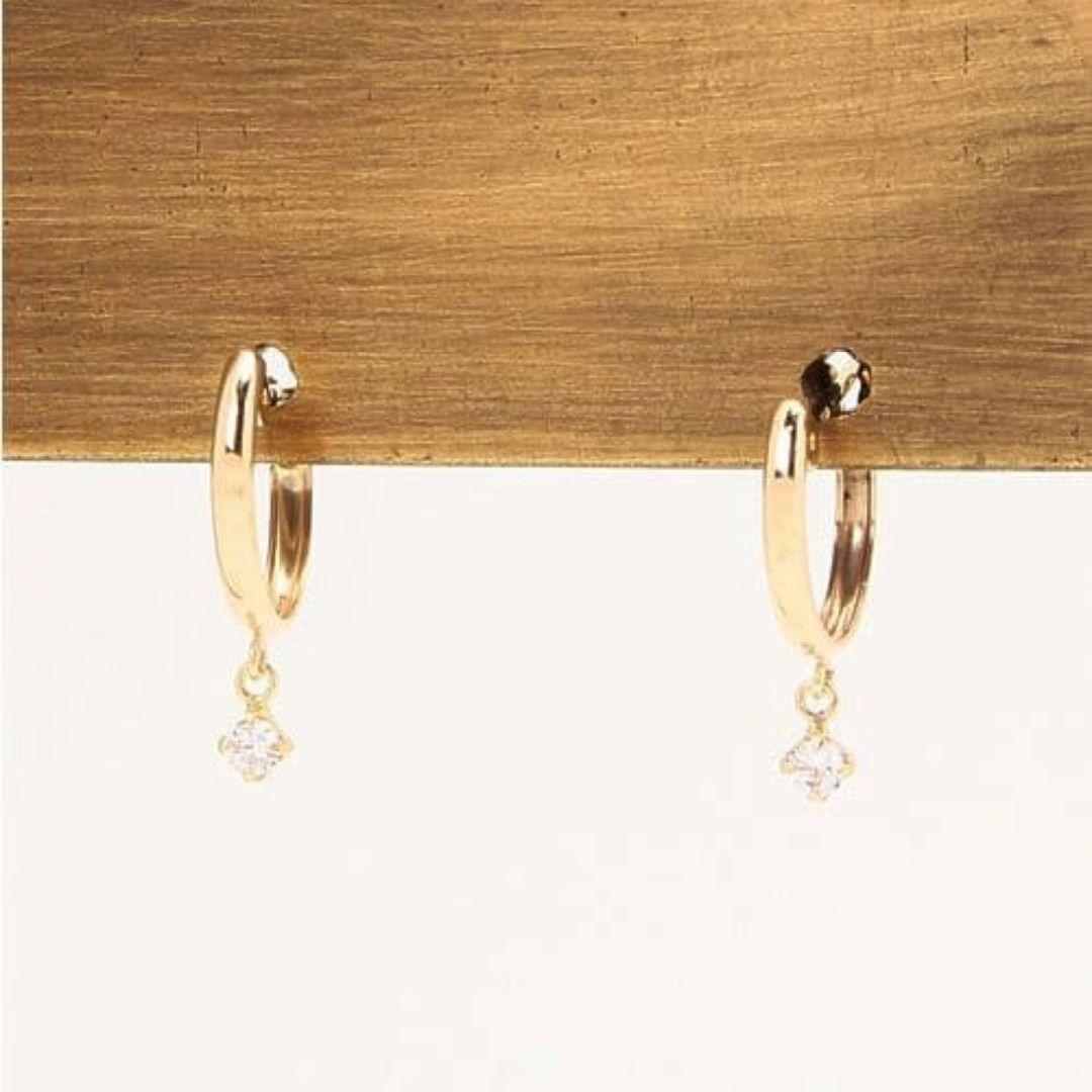 TAKE-UP 揺れるキュービックフープピアス K10YG ジルコニア