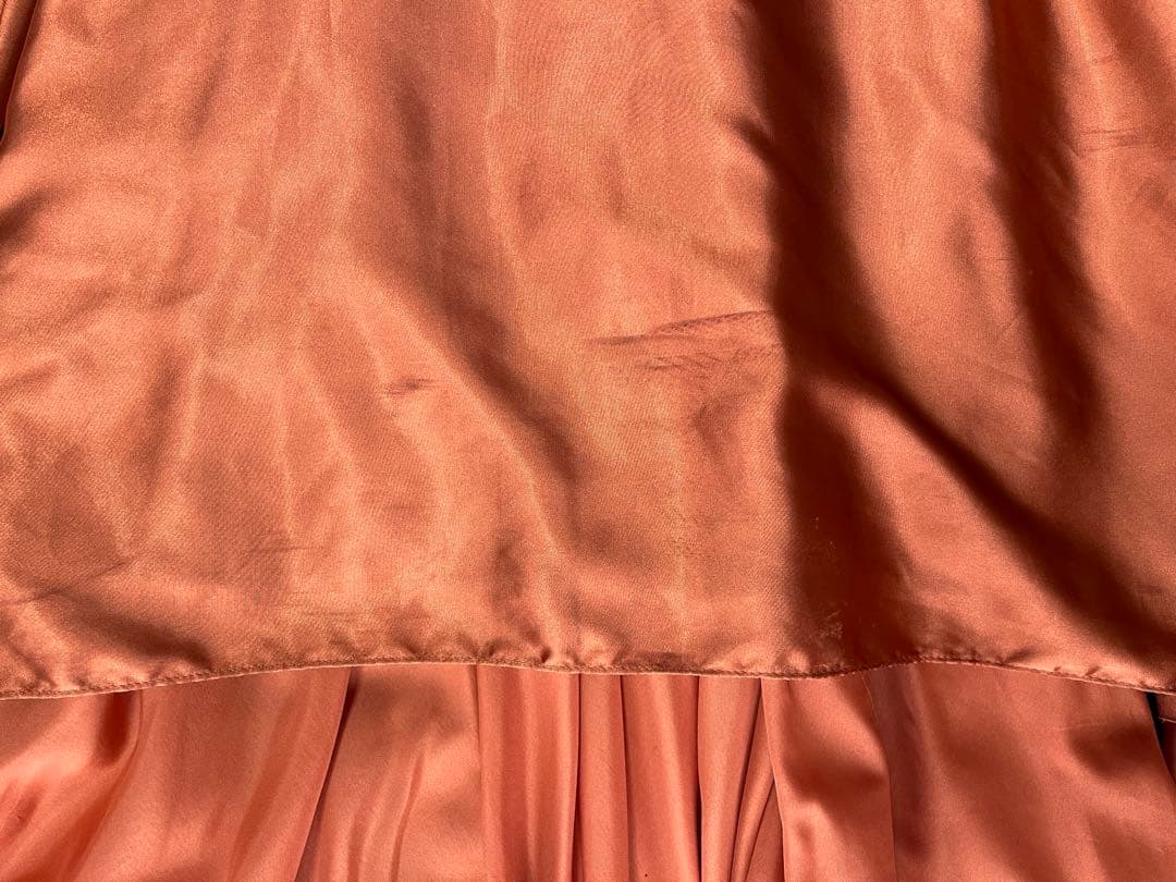 【美晴ドレス】テラコッタＶネック　カラーロングドレス　Ｍサイズ