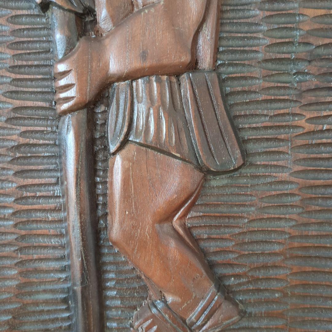 Honduras/ホンデュラス木彫りレリーフ置物 壁掛け　ヴィンテージ置物