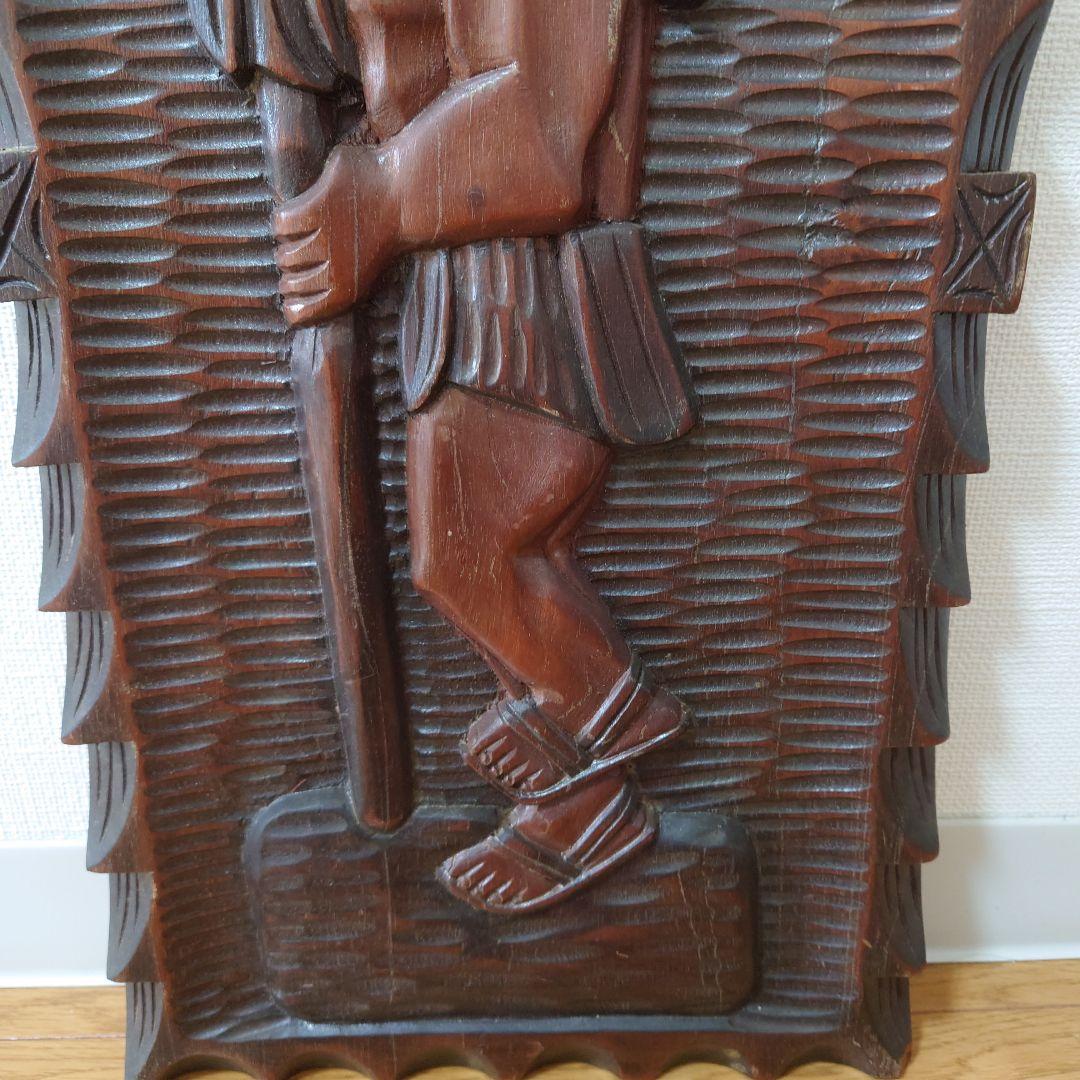 Honduras/ホンデュラス木彫りレリーフ置物 壁掛け　ヴィンテージ置物