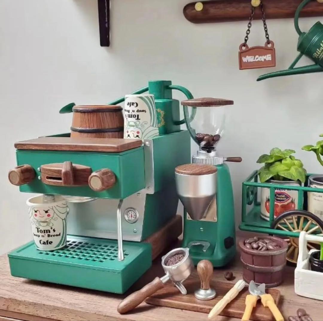 ミニチュア　コーヒーマシン　エスプレッソマシン　グリーン　ドールハウス