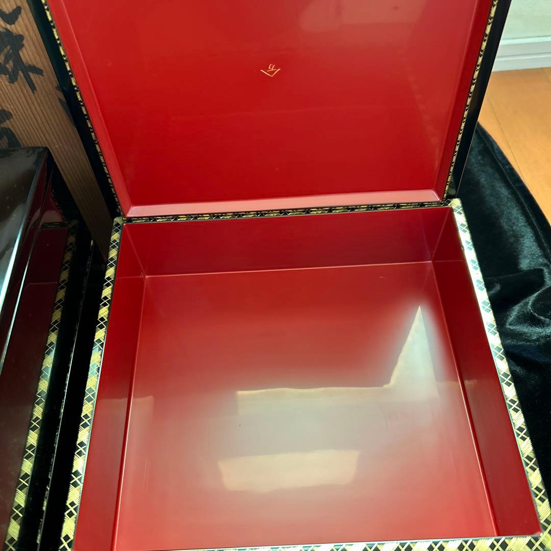 輪島塗　漆器 重箱 五段重　黒 うるし 金　二段　三段