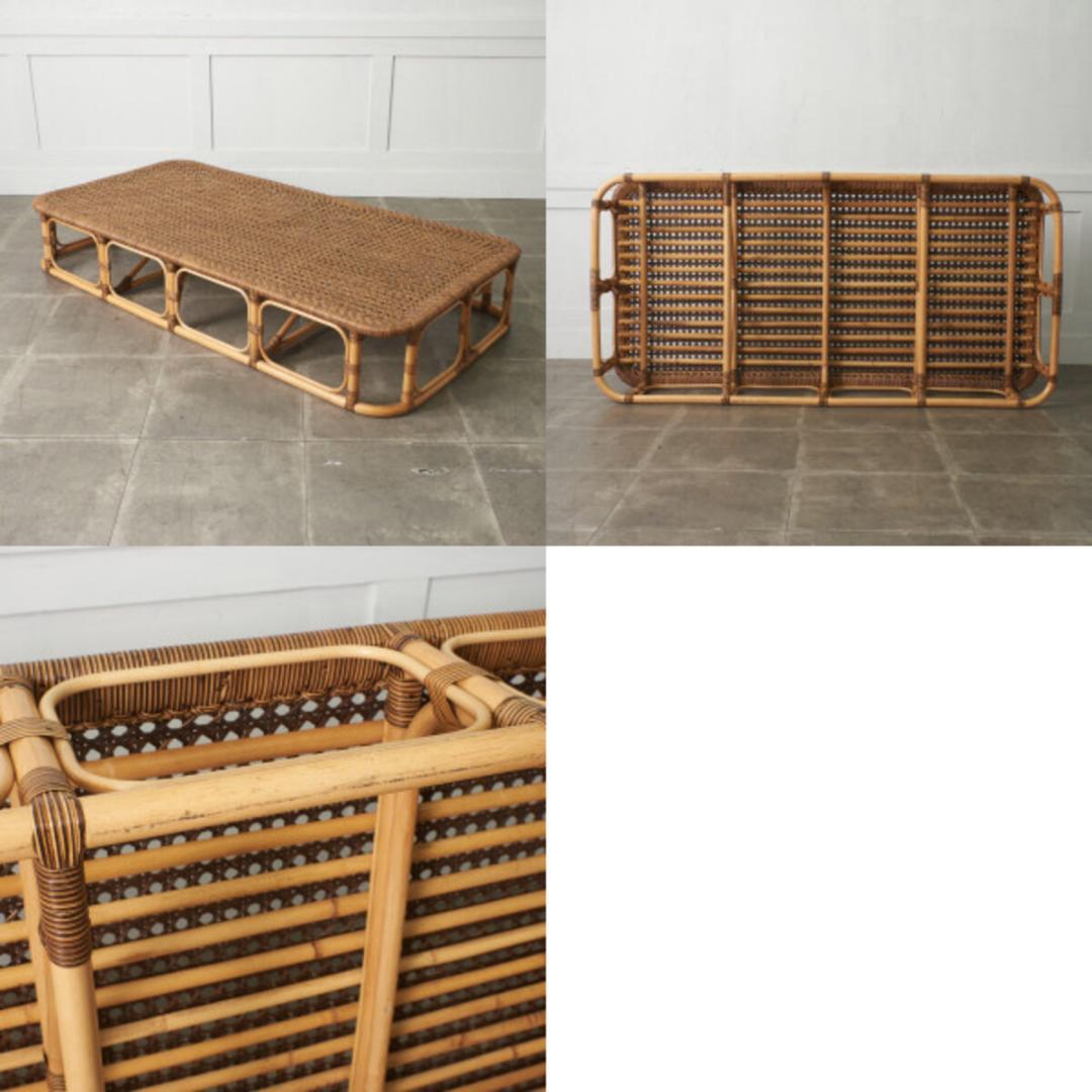 93881★ヴィンテージ 籐 ラタン ベッドフレーム 籐張 シングルベッド