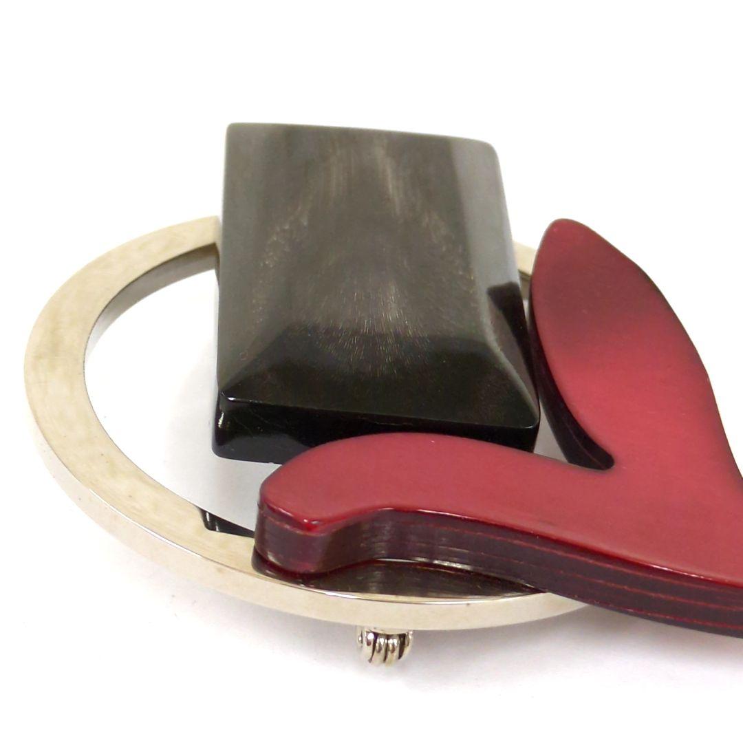 マルニ ブローチ レッド ブラック ブラウン シルバーカラー イタリア製