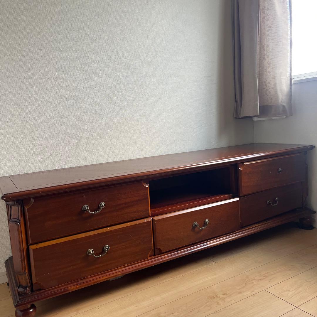 木製テレビ台 ダークブラウン 4引き出し