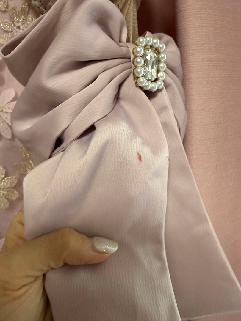 ROBE de FLEURS 薄いピンクのドレス