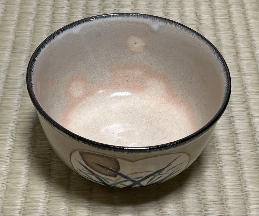 九谷焼 矢口永寿作 鹿武蔵野御本茶碗 茶道具 ほぼ未使用