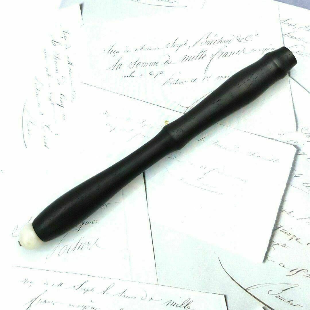 黒檀　ガラスペン木軸　No.12　ホワイトマイカ　天然石　ボルトレッティ互換軸