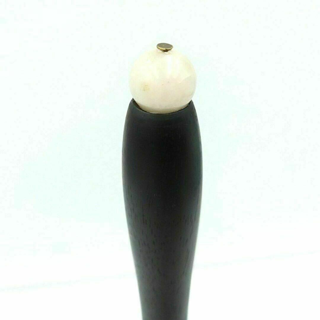 黒檀　ガラスペン木軸　No.12　ホワイトマイカ　天然石　ボルトレッティ互換軸