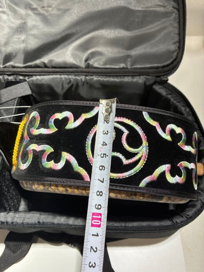 G）沖縄 民謡楽器 和楽器 三線 人工蛇皮 専用ケース付き 三線用つめ付き