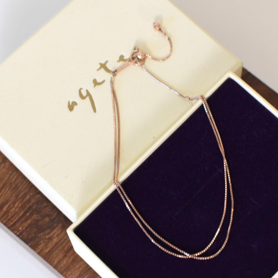 ◇agete◇アガット　アンクレット　Ｋ10　2連　ベネチアンチェーン