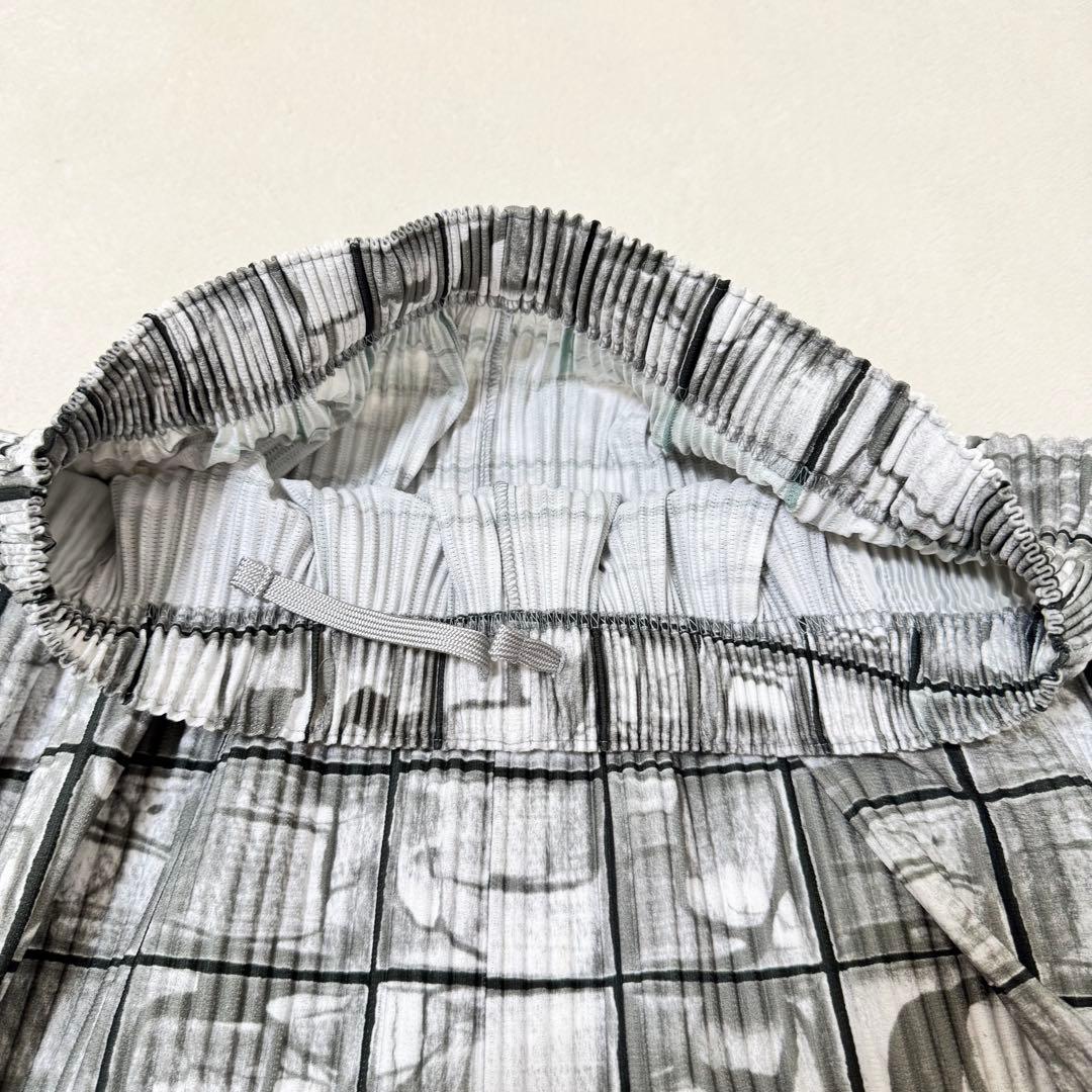 極美品✨HOMME PLISSE 総柄　プリーツ　サルエルパンツ　グレー