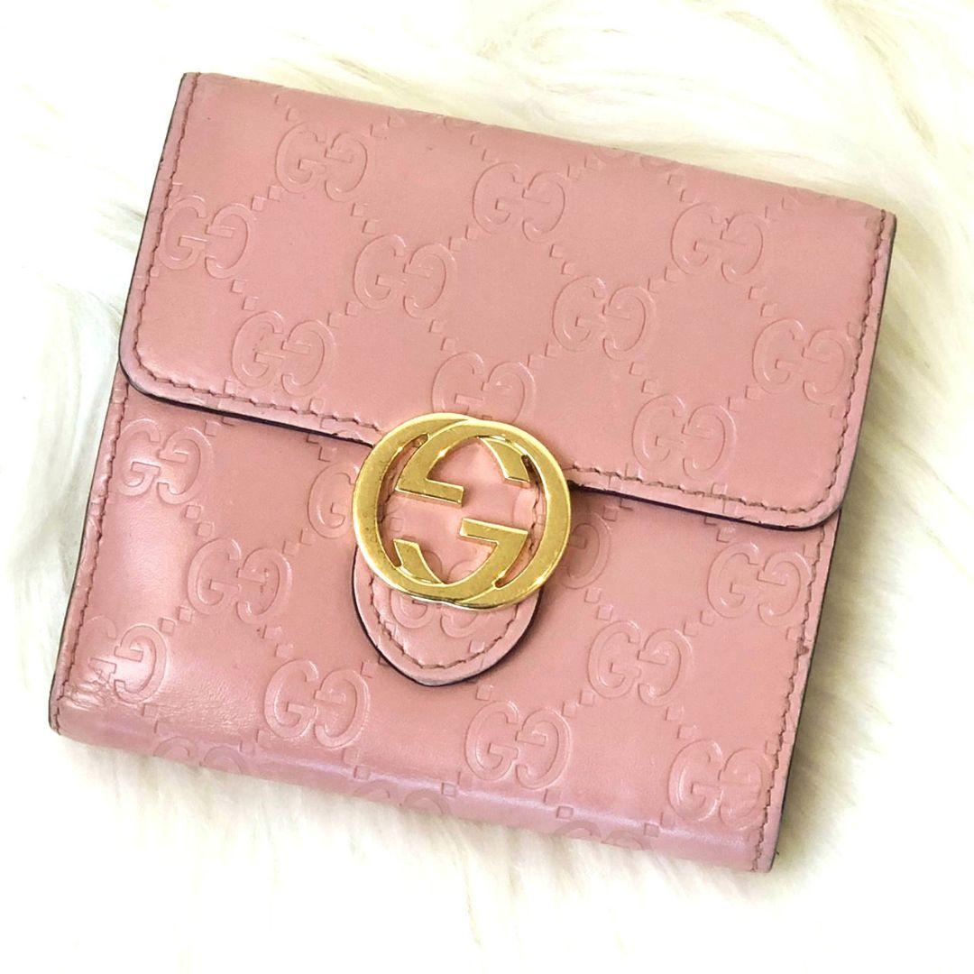 【良品】GUCCI 二つ折り財布 グッチシマ インターロッキング