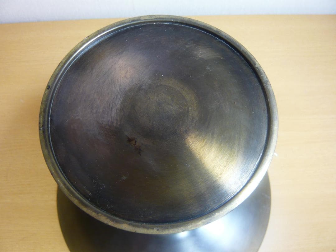 一文字池坊 銅鋳造 薄端 銅製花器 フラワーベース 華道 生け花 KK02