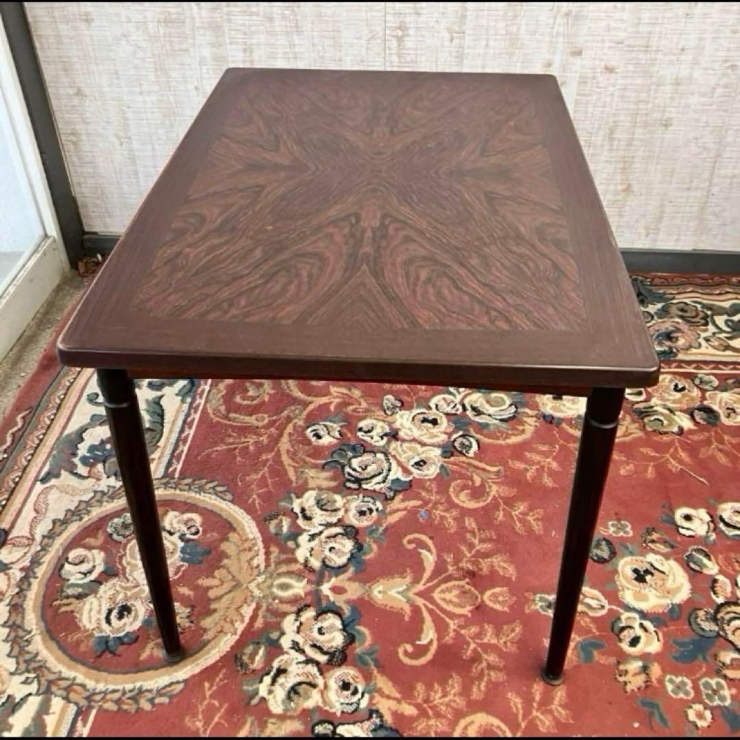 昭和レトロ 飛騨家具 ヒダダイネット 木製ダイニングテーブル 木目セラミック天板