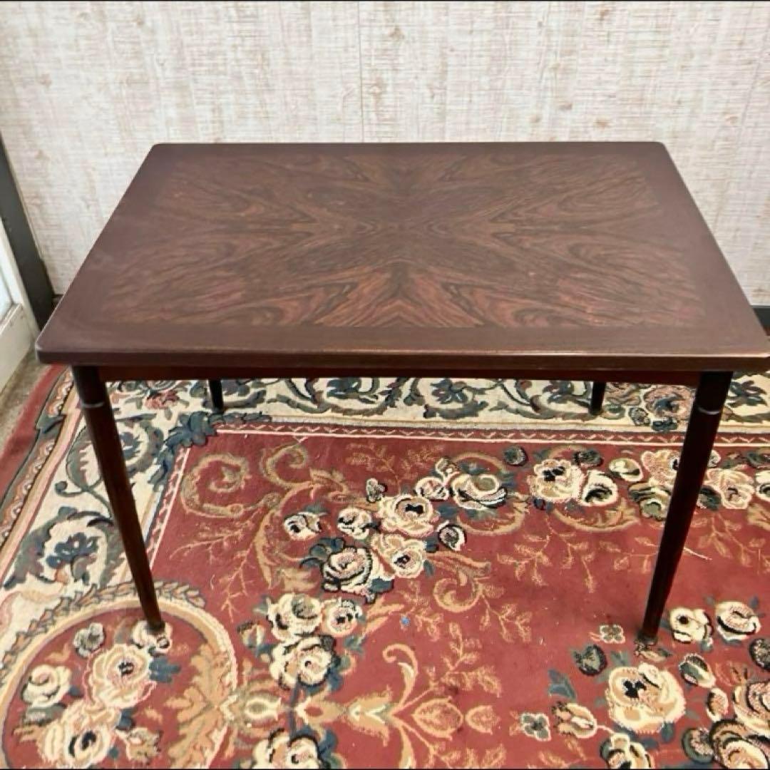 昭和レトロ 飛騨家具 ヒダダイネット 木製ダイニングテーブル 木目セラミック天板