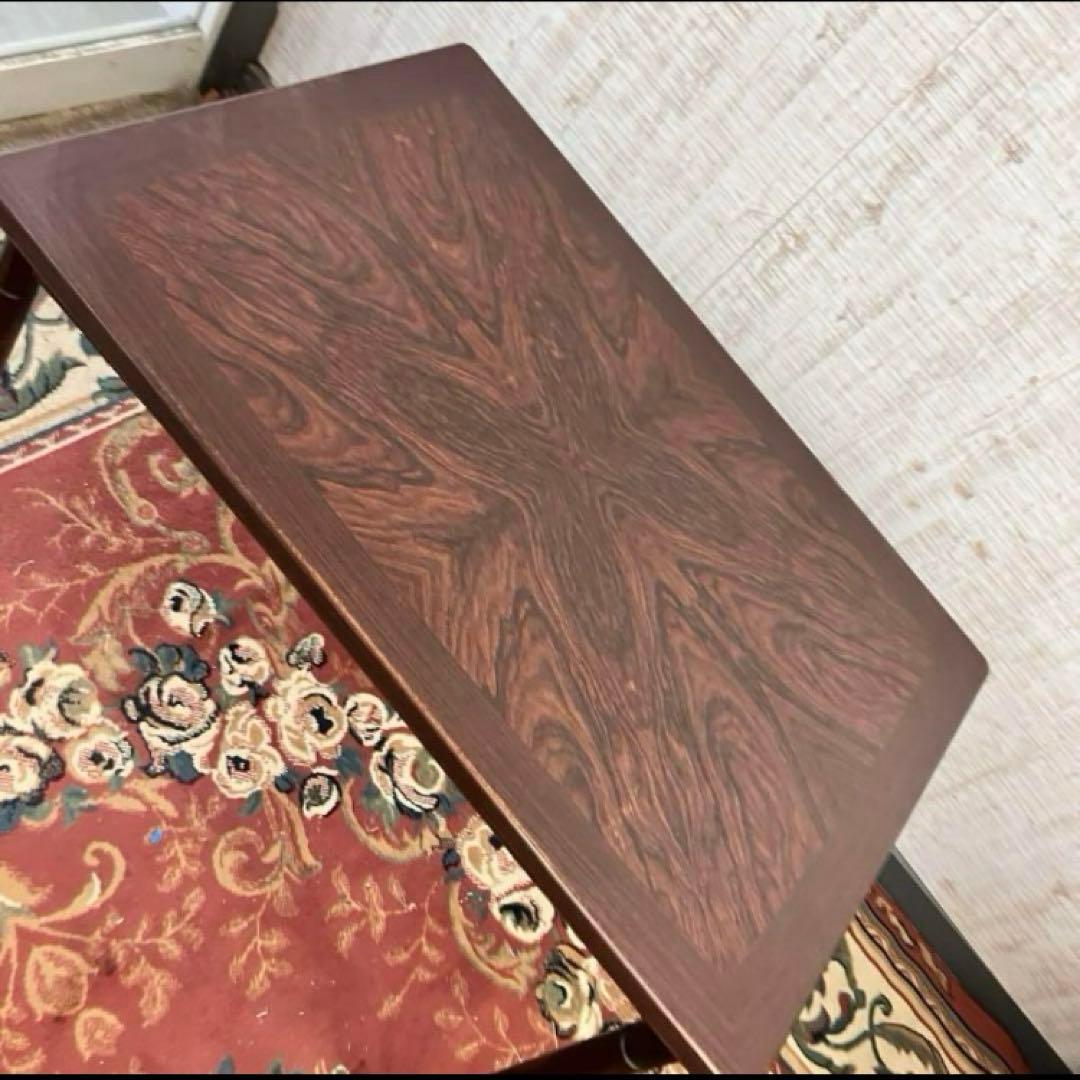 昭和レトロ 飛騨家具 ヒダダイネット 木製ダイニングテーブル 木目セラミック天板