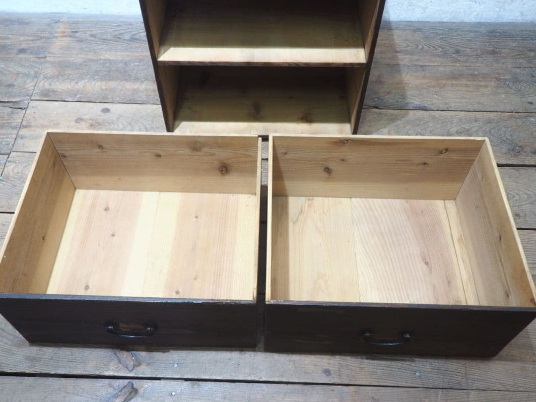 1256 杉の引き出し　収納棚　陳列台　ラック　小箪笥　レトロ　アンティーク