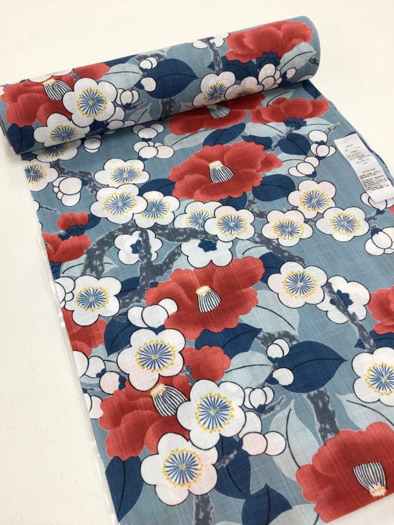 岡重　浴衣反物　椿