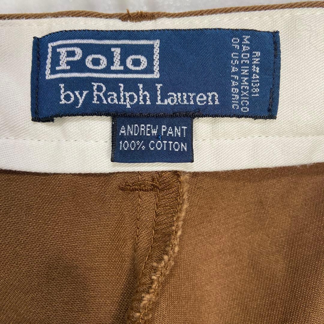 90s☆ラルフローレン☆ANDREW PANT☆ツータックチノパン☆茶系☆W34