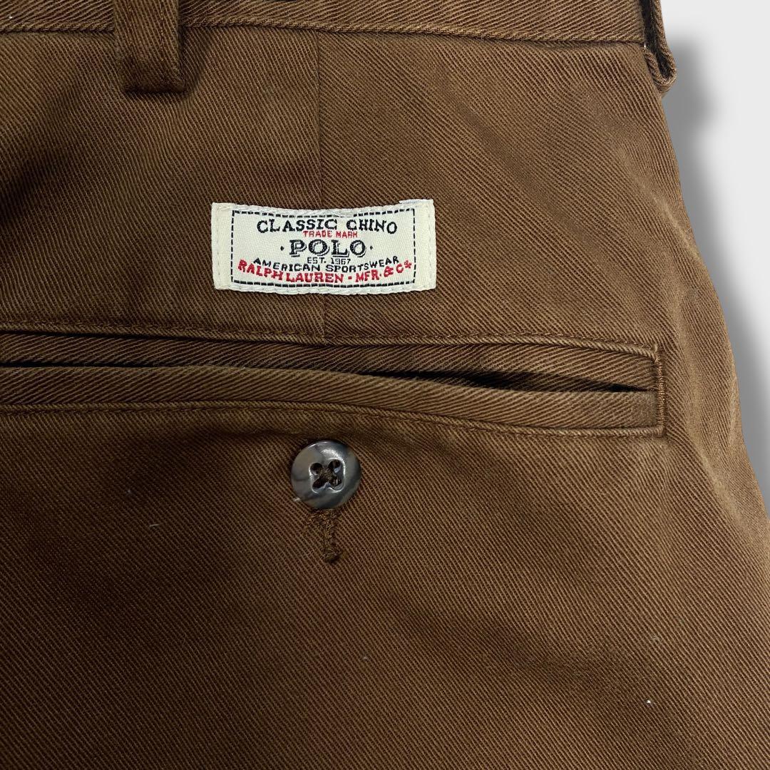 90s☆ラルフローレン☆ANDREW PANT☆ツータックチノパン☆茶系☆W34