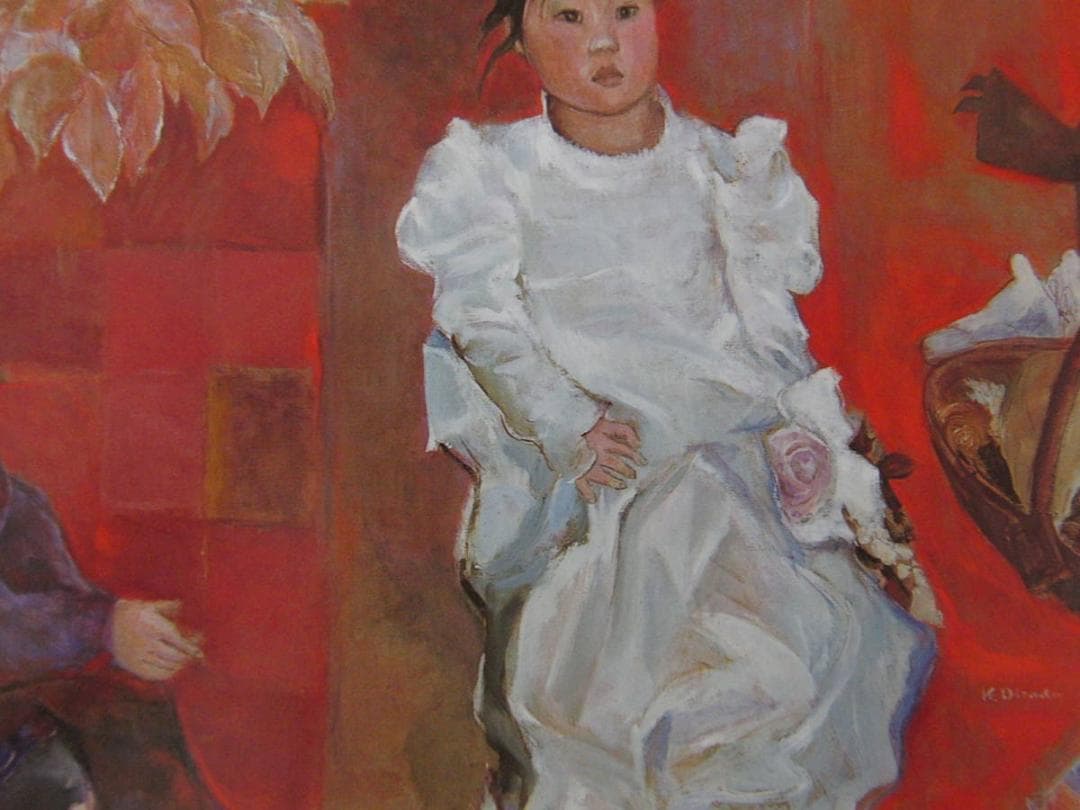 岡田菊恵、【シンデレラごっこ】、希少な額装用画集より、新品額装付、状態良好