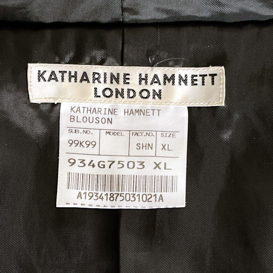 【キャサリンハムネットロンドン】シングルライダース フード 羊革 黒 XL