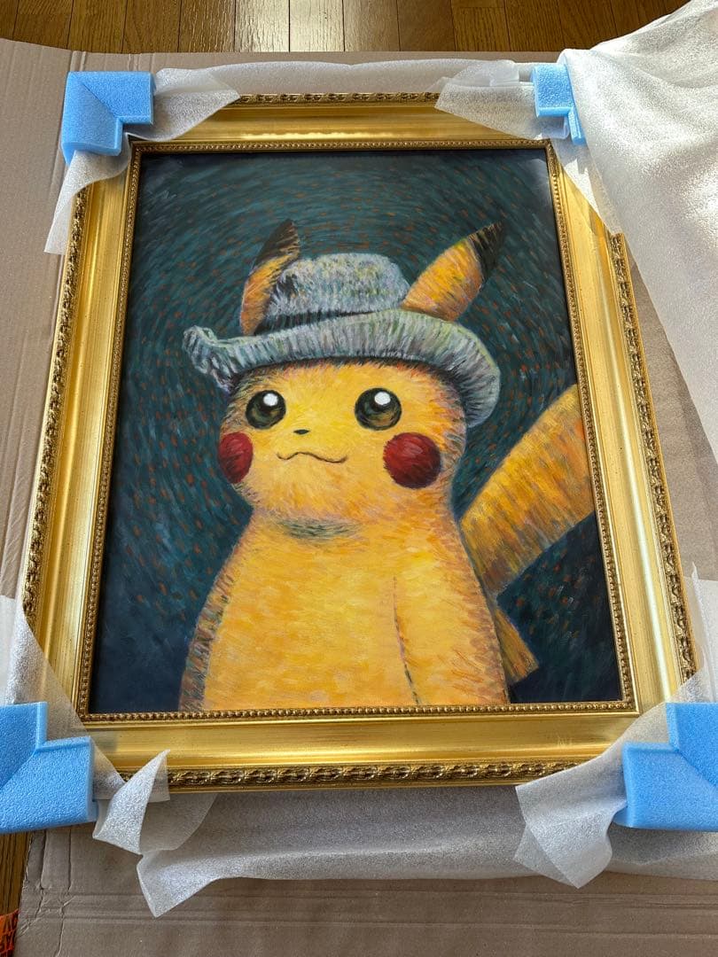 ゴッホピカチュウ キャンバスアート金枠 Mサイズ