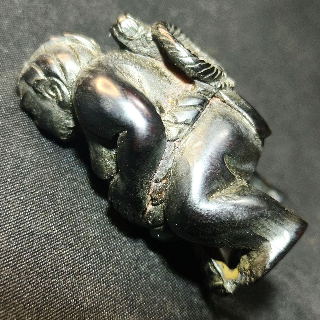 江戸骨董 黒檀彫り根付 相撲力士 手作り 無銘 時代物 旧家蔵出蒐集家放出美品