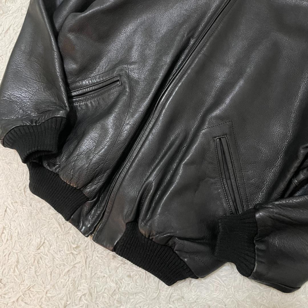 極美品 サークル レザージャケット MA-1 ブラック ボンバージャケット L位