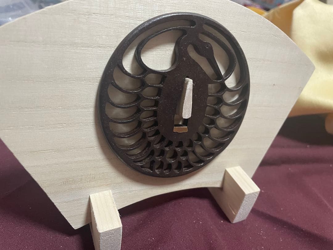 鉄鍔　鶴透かし丸形鐔　武具