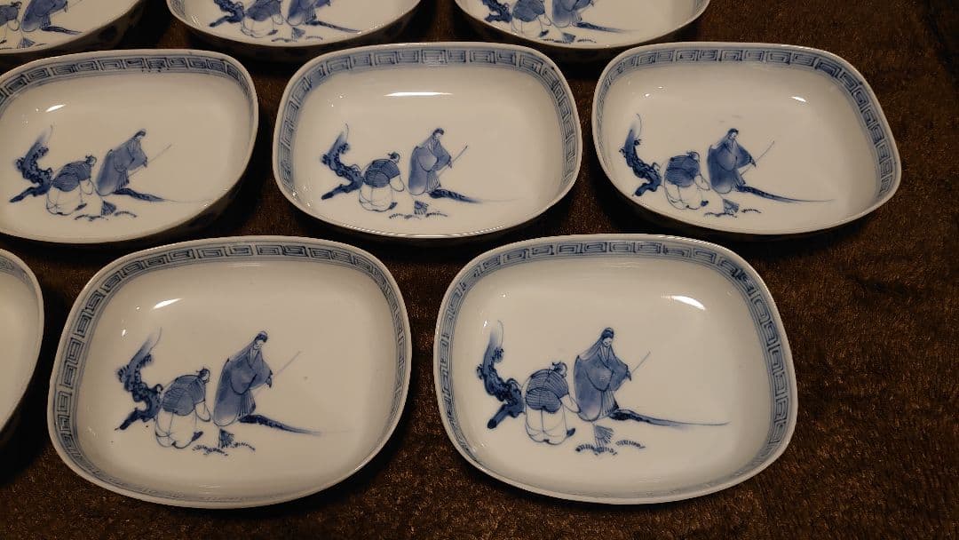 古伊万里　伊万里　染付　江戸期　大名　菓子皿　楕円皿　蔵出し　10客