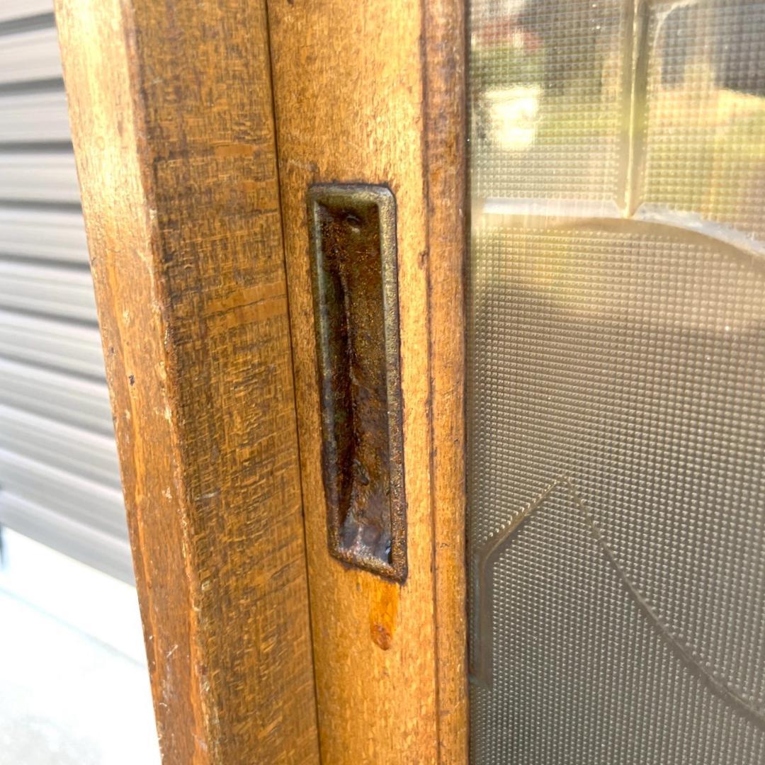 アンティーク ガラス すりガラス 食器棚 飾り棚 昭和レトロ 本棚 キャビネット