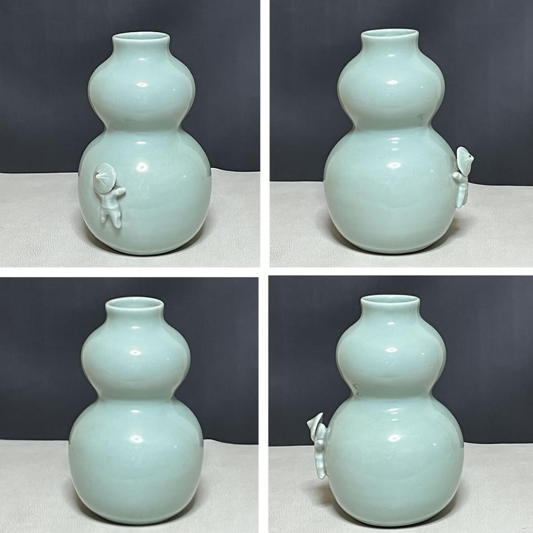 平安 清風 青磁 瓢形 一唐人 花入 笹屋陶鋪 仕立箱 清風与平 一閑人 茶道具